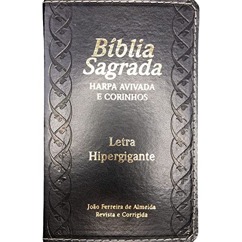 Bíblia letra hipergigante PU Luxo com índice com harpa